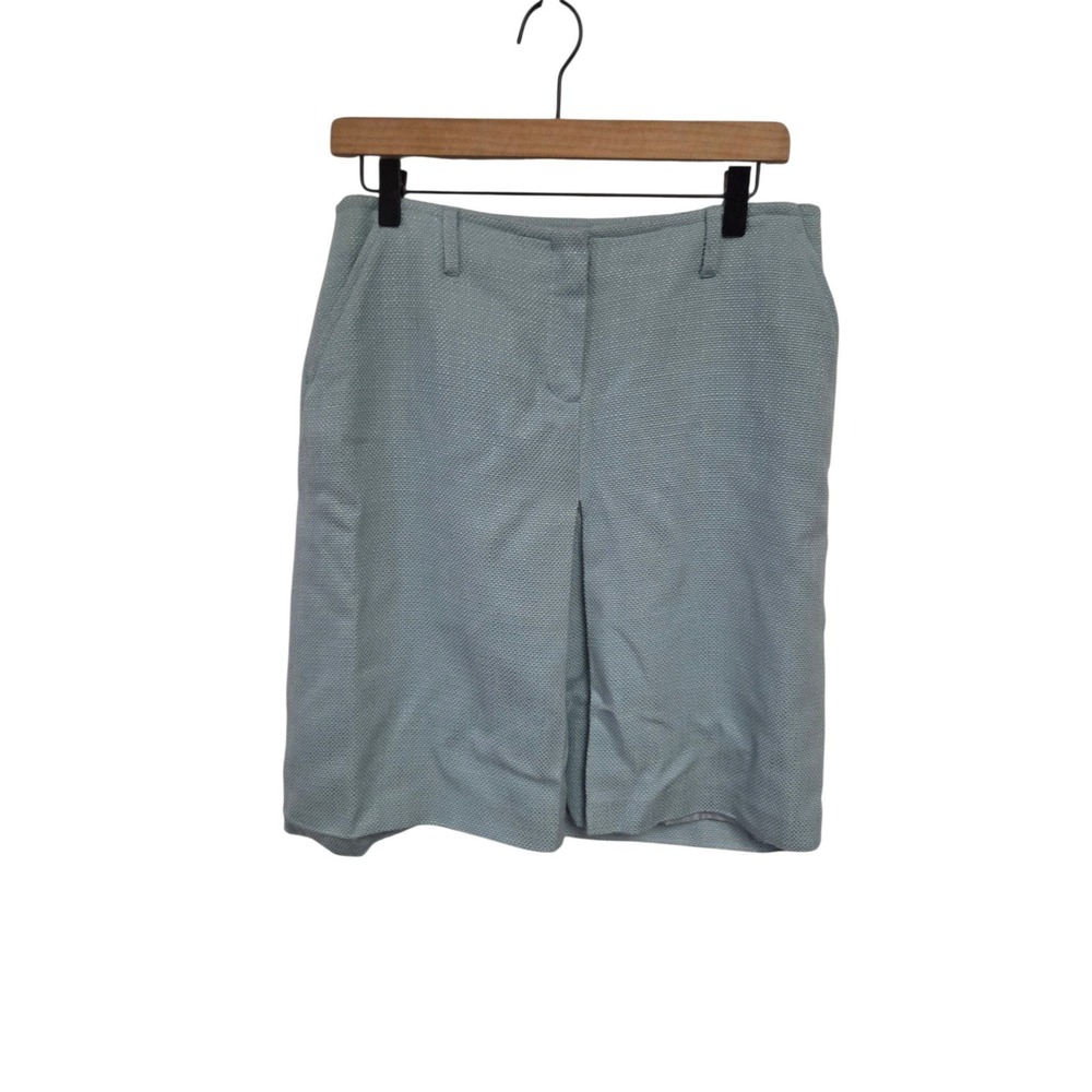 Yumi Mazao Light Blue Textured Woven Mini Skirt Size 42 Belt‎ Loops Lined
